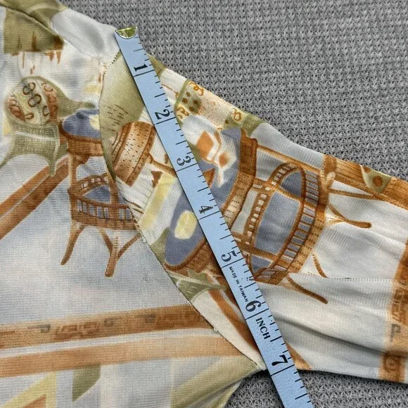 Vintage 70s Long Sleeve Collared Shirt With Retro Interior Design Print Size 7/8 - Picture 11 of 11